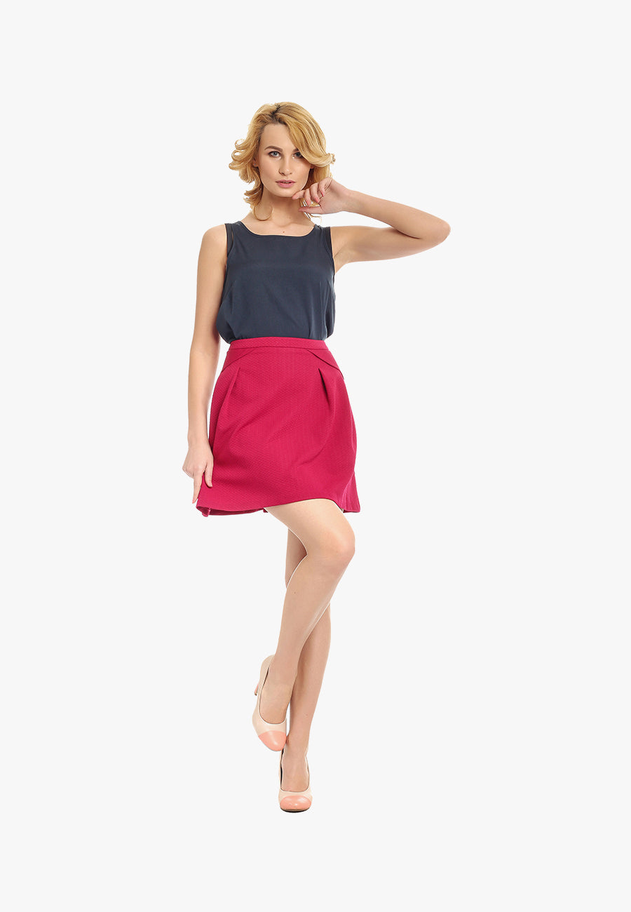 Thick Fold Strap Mini Skirt